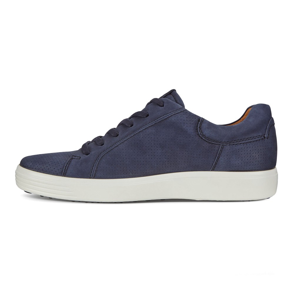 Mens Sneakers - ECCO Soft 7 Lace-Up - Navy - 5216LBYRP